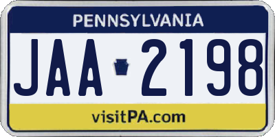 PA license plate JAA2198