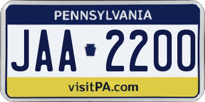 PA license plate JAA2200