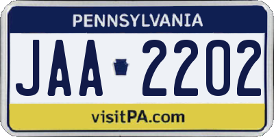 PA license plate JAA2202