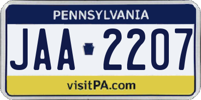 PA license plate JAA2207