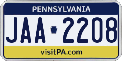 PA license plate JAA2208