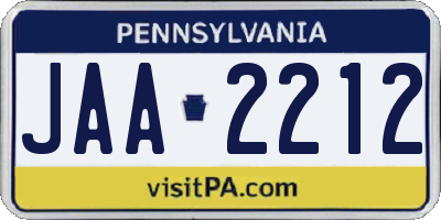 PA license plate JAA2212