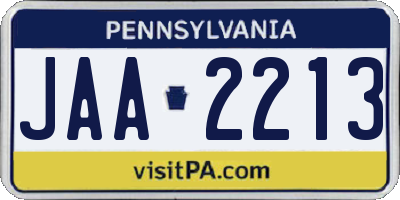 PA license plate JAA2213