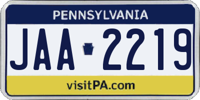 PA license plate JAA2219