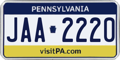 PA license plate JAA2220