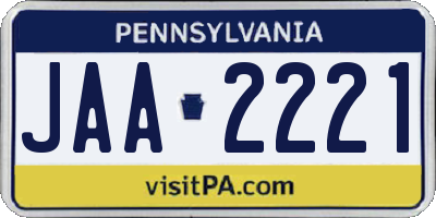 PA license plate JAA2221