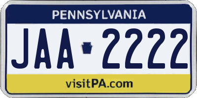 PA license plate JAA2222