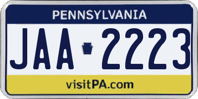 PA license plate JAA2223