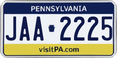 PA license plate JAA2225