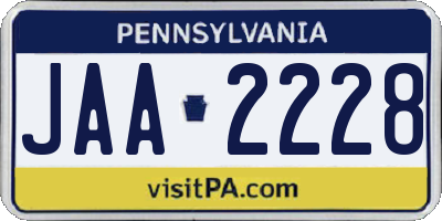 PA license plate JAA2228