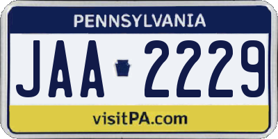 PA license plate JAA2229