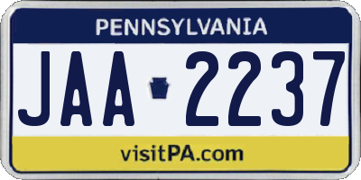 PA license plate JAA2237