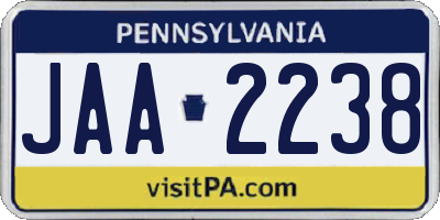 PA license plate JAA2238