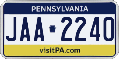PA license plate JAA2240
