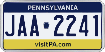 PA license plate JAA2241