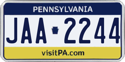 PA license plate JAA2244