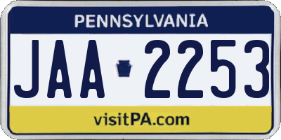 PA license plate JAA2253