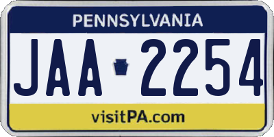 PA license plate JAA2254