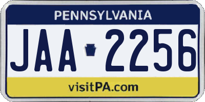 PA license plate JAA2256