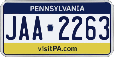 PA license plate JAA2263