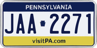 PA license plate JAA2271