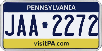 PA license plate JAA2272