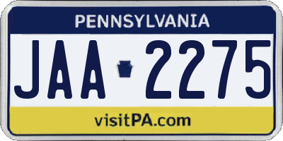 PA license plate JAA2275