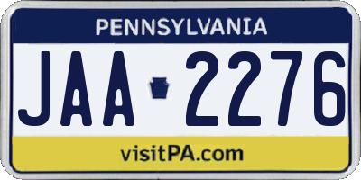 PA license plate JAA2276