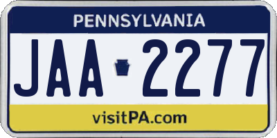 PA license plate JAA2277