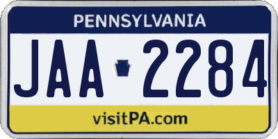 PA license plate JAA2284