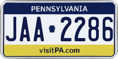 PA license plate JAA2286