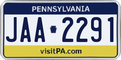 PA license plate JAA2291