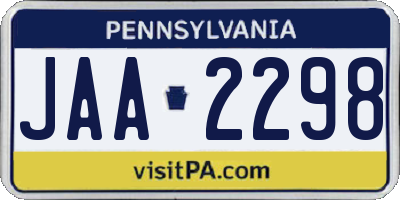 PA license plate JAA2298