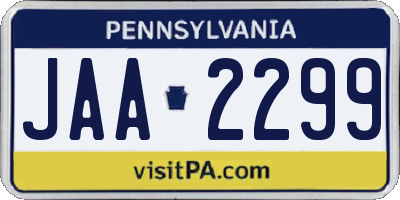 PA license plate JAA2299