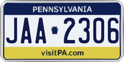 PA license plate JAA2306