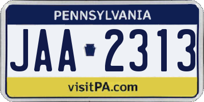 PA license plate JAA2313