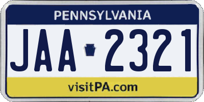 PA license plate JAA2321