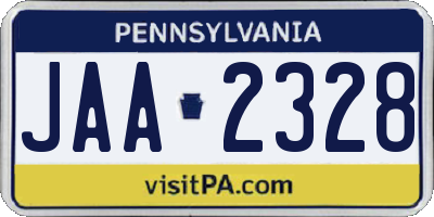PA license plate JAA2328