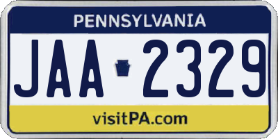 PA license plate JAA2329