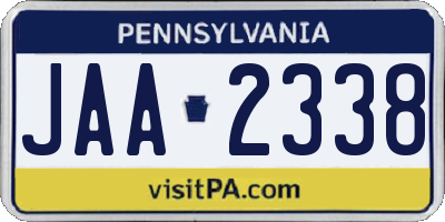 PA license plate JAA2338