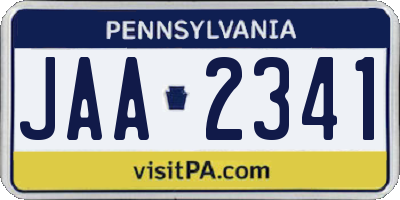 PA license plate JAA2341