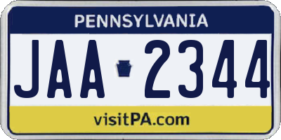 PA license plate JAA2344