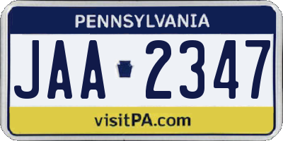 PA license plate JAA2347