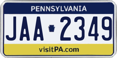 PA license plate JAA2349