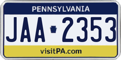 PA license plate JAA2353