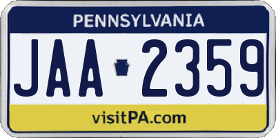 PA license plate JAA2359