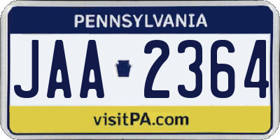 PA license plate JAA2364