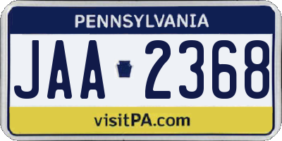 PA license plate JAA2368