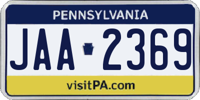 PA license plate JAA2369