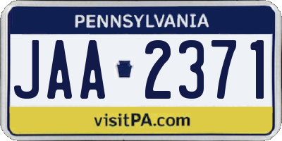 PA license plate JAA2371